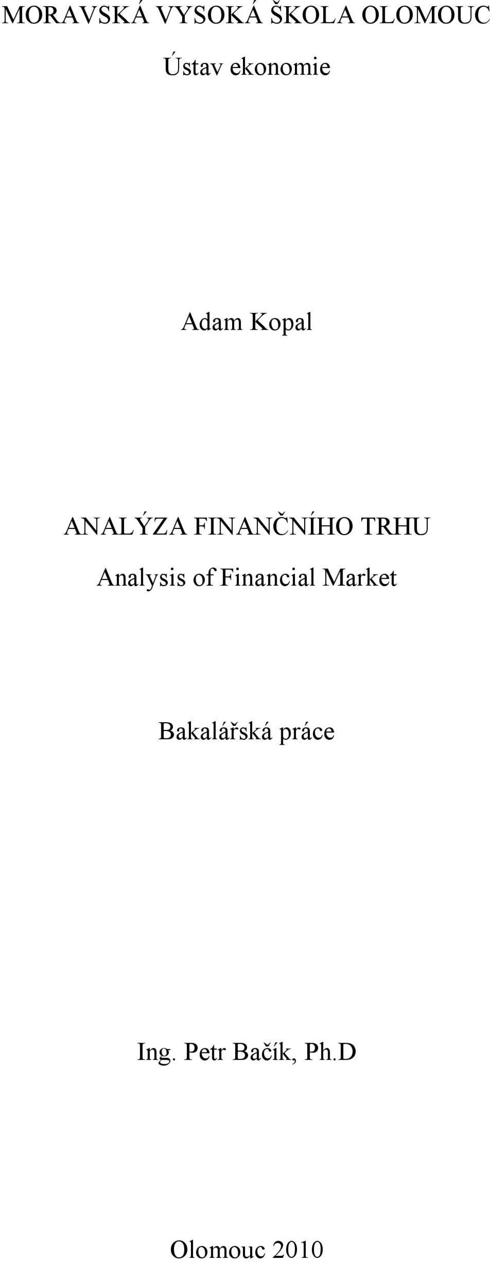 TRHU Analysis of Financial Market