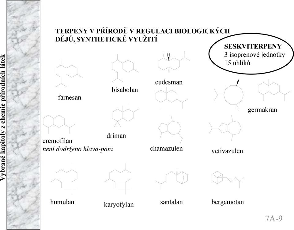 driman eremofilan není dodrženo hlava-pata eudesman chamazulen