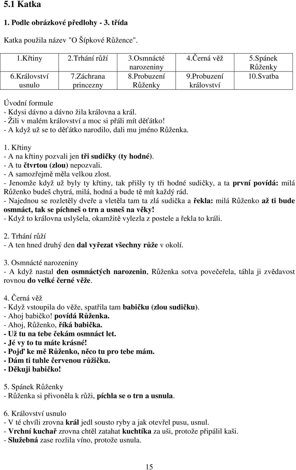 - A když už se to děťátko narodilo, dali mu jméno Růženka. 1. Křtiny - A na křtiny pozvali jen tři sudičky (ty hodné). - A tu čtvrtou (zlou) nepozvali. - A samozřejmě měla velkou zlost.