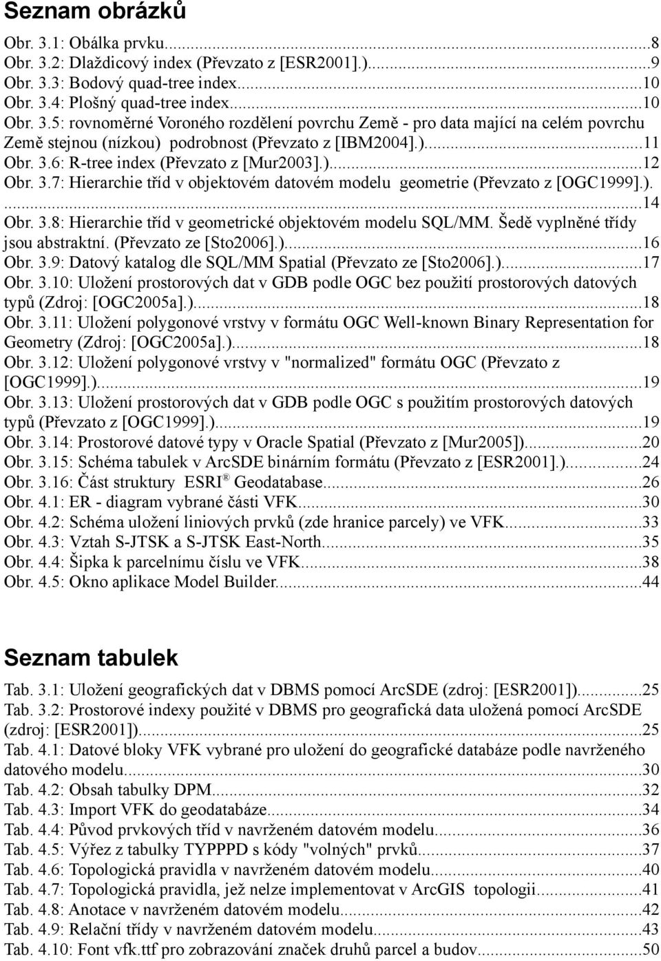 Šedě vyplněné třídy jsou abstraktní. (Převzato ze [Sto2006].)...16 Obr. 3.9: Datový katalog dle SQL/MM Spatial (Převzato ze [Sto2006].)...17 Obr. 3.10: Uložení prostorových dat v GDB podle OGC bez použití prostorových datových typů (Zdroj: [OGC2005a].