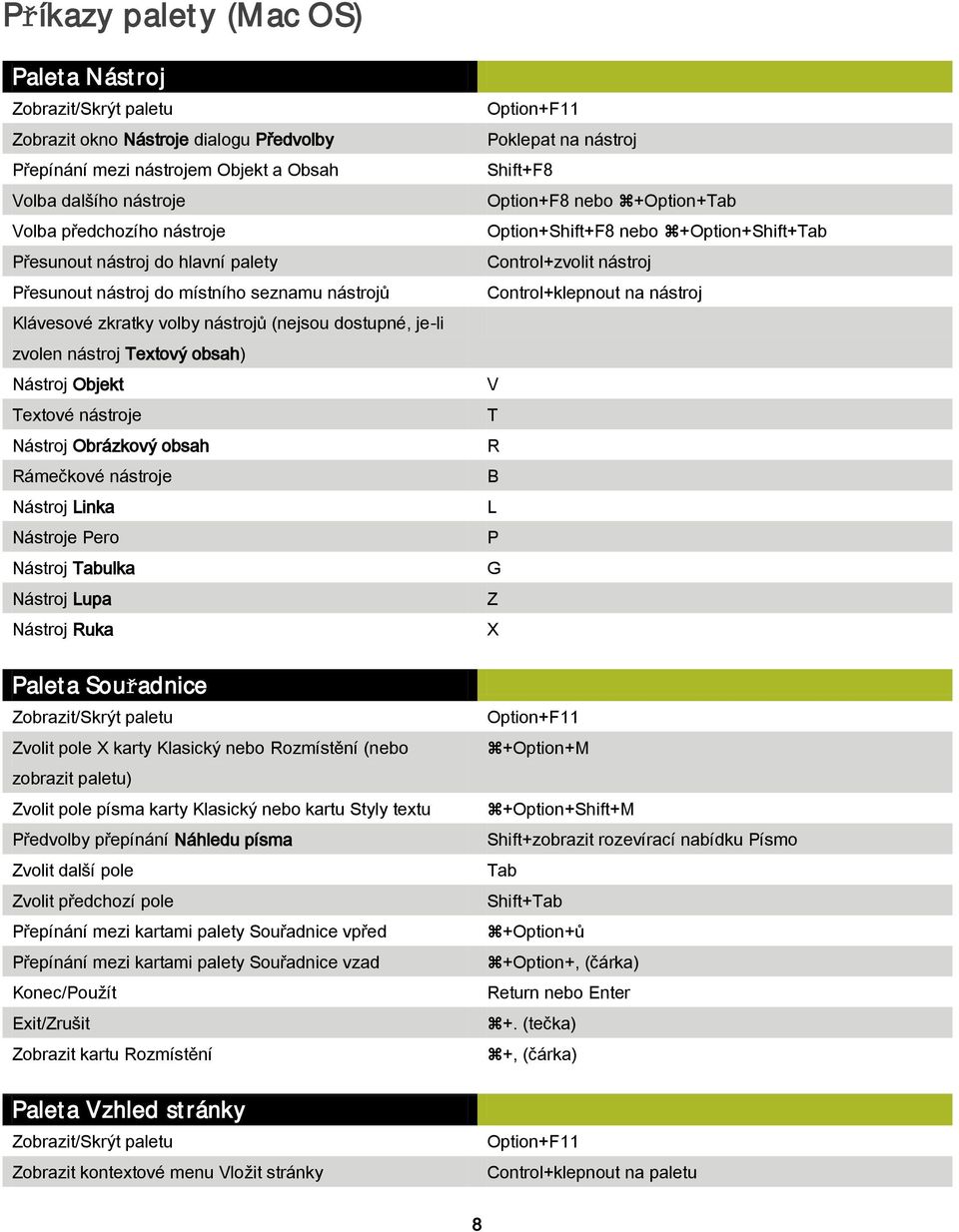 nástroje Nástroj Obrázkový obsah Rámečkové nástroje Nástroj Linka Nástroje Pero Nástroj Tabulka Nástroj Lupa Nástroj Ruka Paleta Souřadnice Zobrazit/Skrýt paletu Zvolit pole X karty Klasický nebo