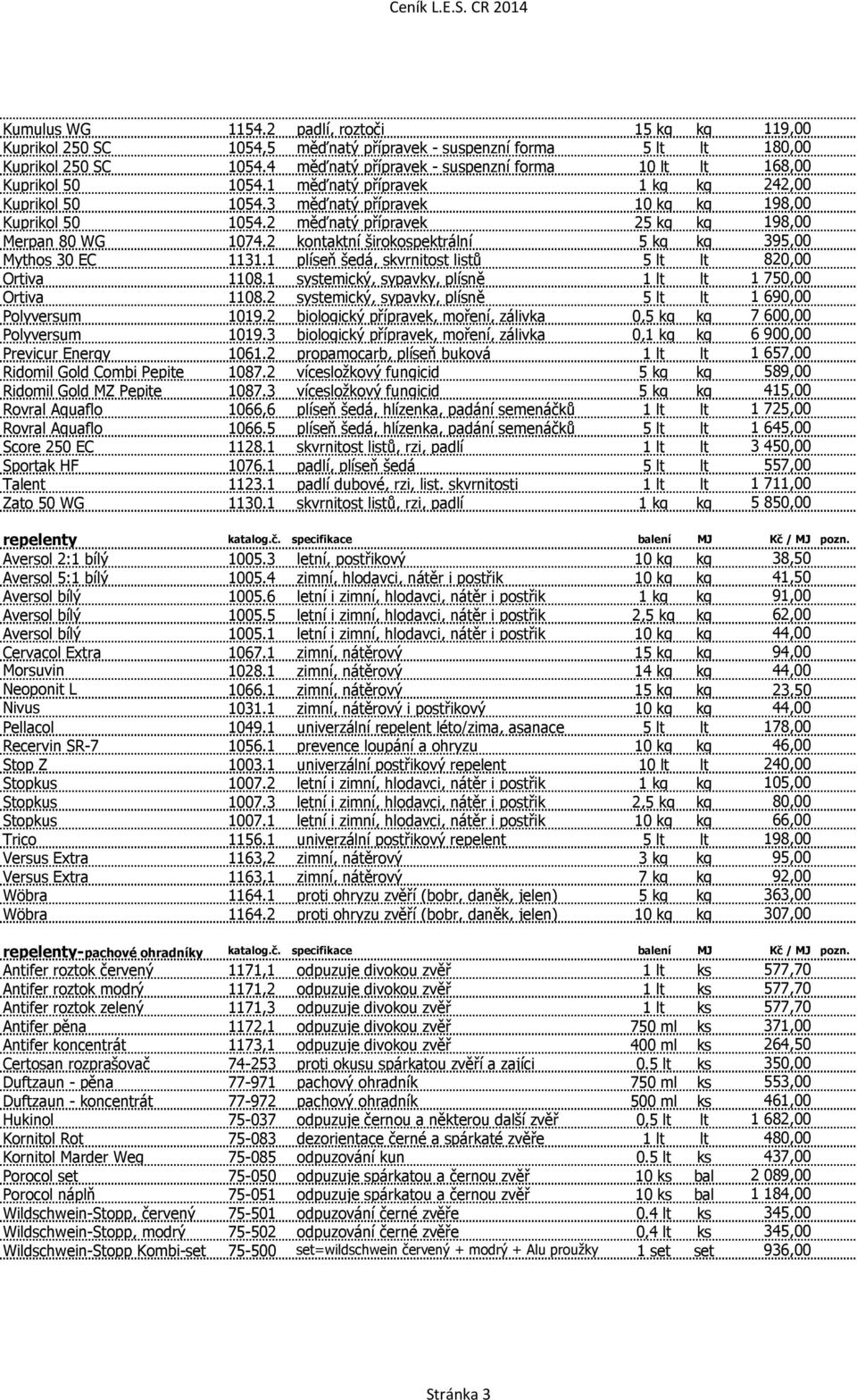 2 měďnatý přípravek 25 kg kg 198,00 Merpan 80 WG 1074.2 kontaktní širokospektrální 5 kg kg 395,00 Mythos 30 EC 1131.1 plíseň šedá, skvrnitost listů 5 lt lt 820,00 Ortiva 1108.