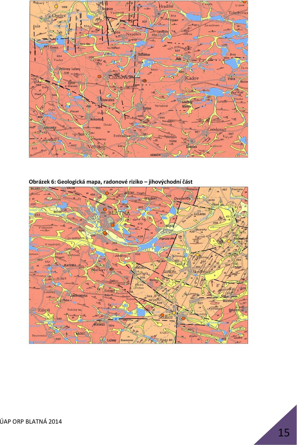 mapa, radonové