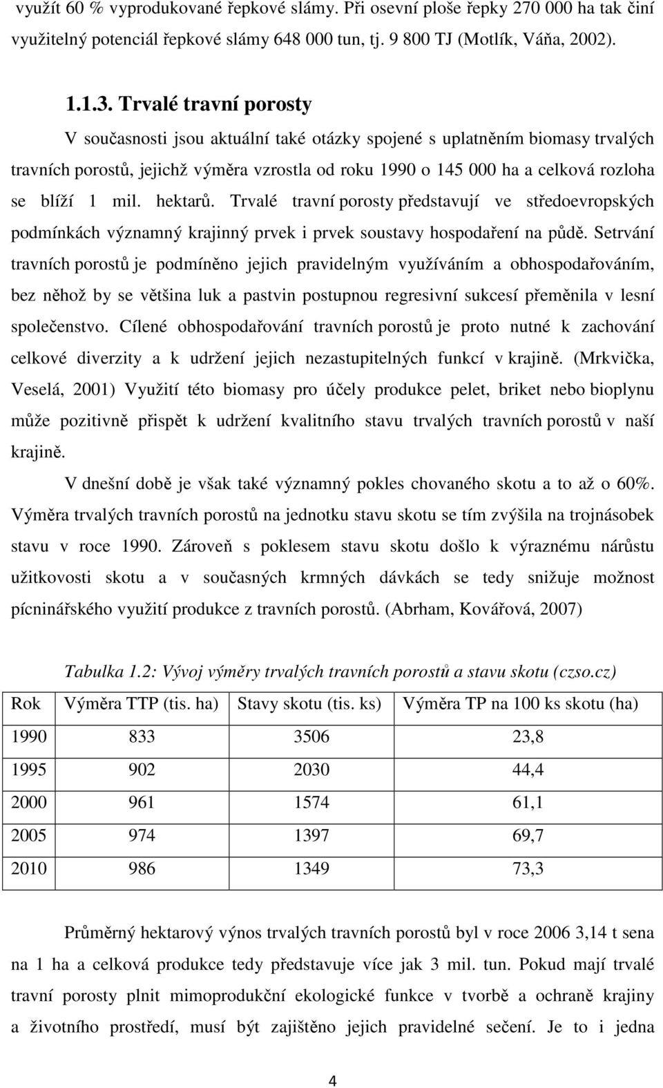 mil. hektarů. Trvalé travní porosty představují ve středoevropských podmínkách významný krajinný prvek i prvek soustavy hospodaření na půdě.