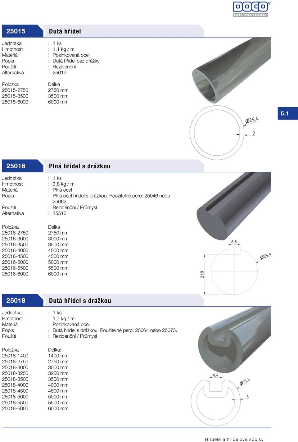 Alternativa : 25516 Délka 25016-2750 2750 mm 25016-3000 3000 mm 25016-3500 3500 mm 25016-4000 4000 mm 25016-4500 4500 mm 25016-5000 5000 mm 25016-5500 5500 mm 25016-6000 6000 mm 25018