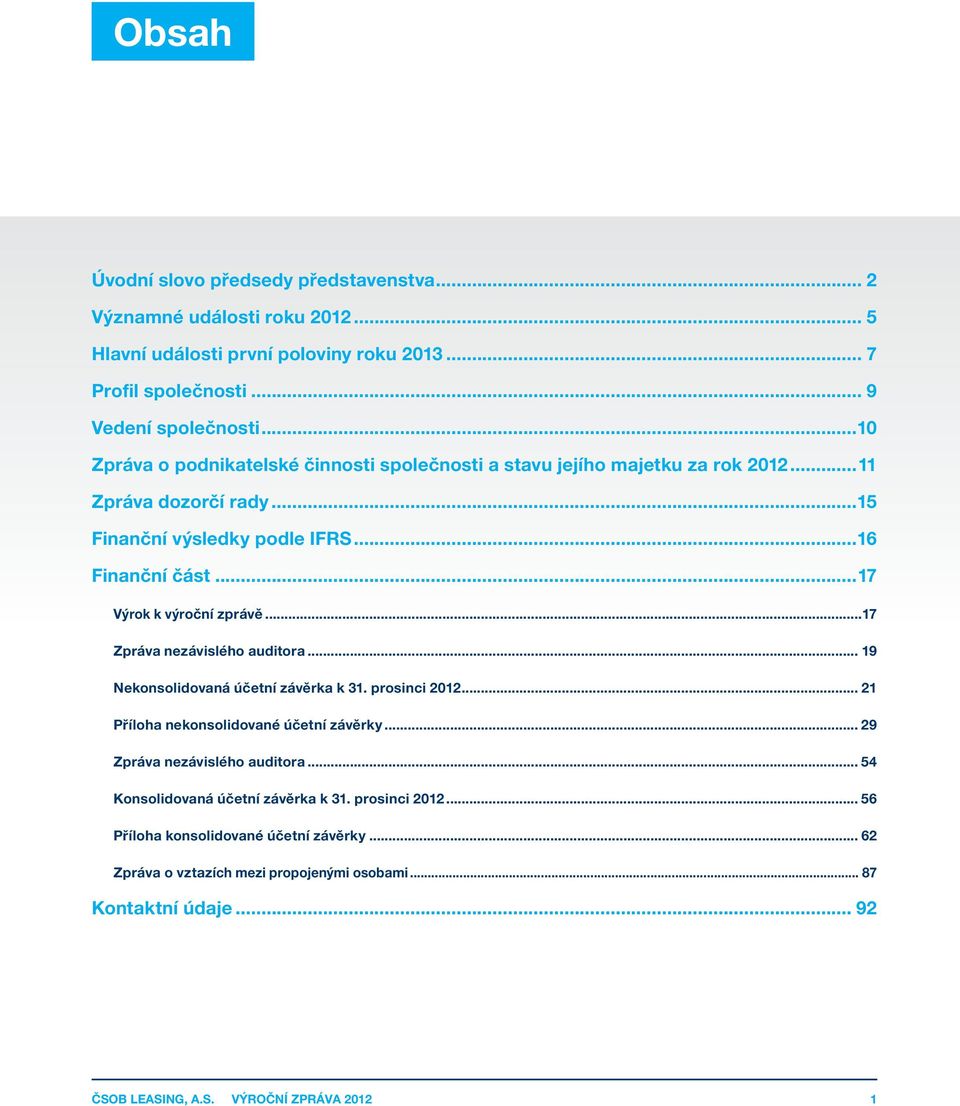 ..17 Výrok k výroční zprávě...17 Zpráva nezávislého auditora... 19 Nekonsolidovaná účetní závěrka k 31. prosinci 2012... 21 Příloha nekonsolidované.