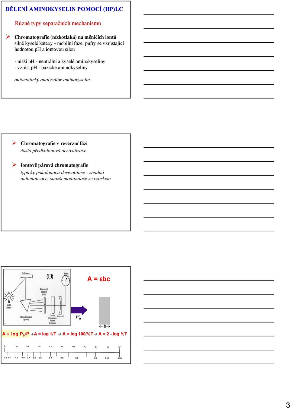 automatický analyzátor aminokyselin hromatografie v reverzní fázi často předkolonová derivatizace Iontově párová chromatografie typicky