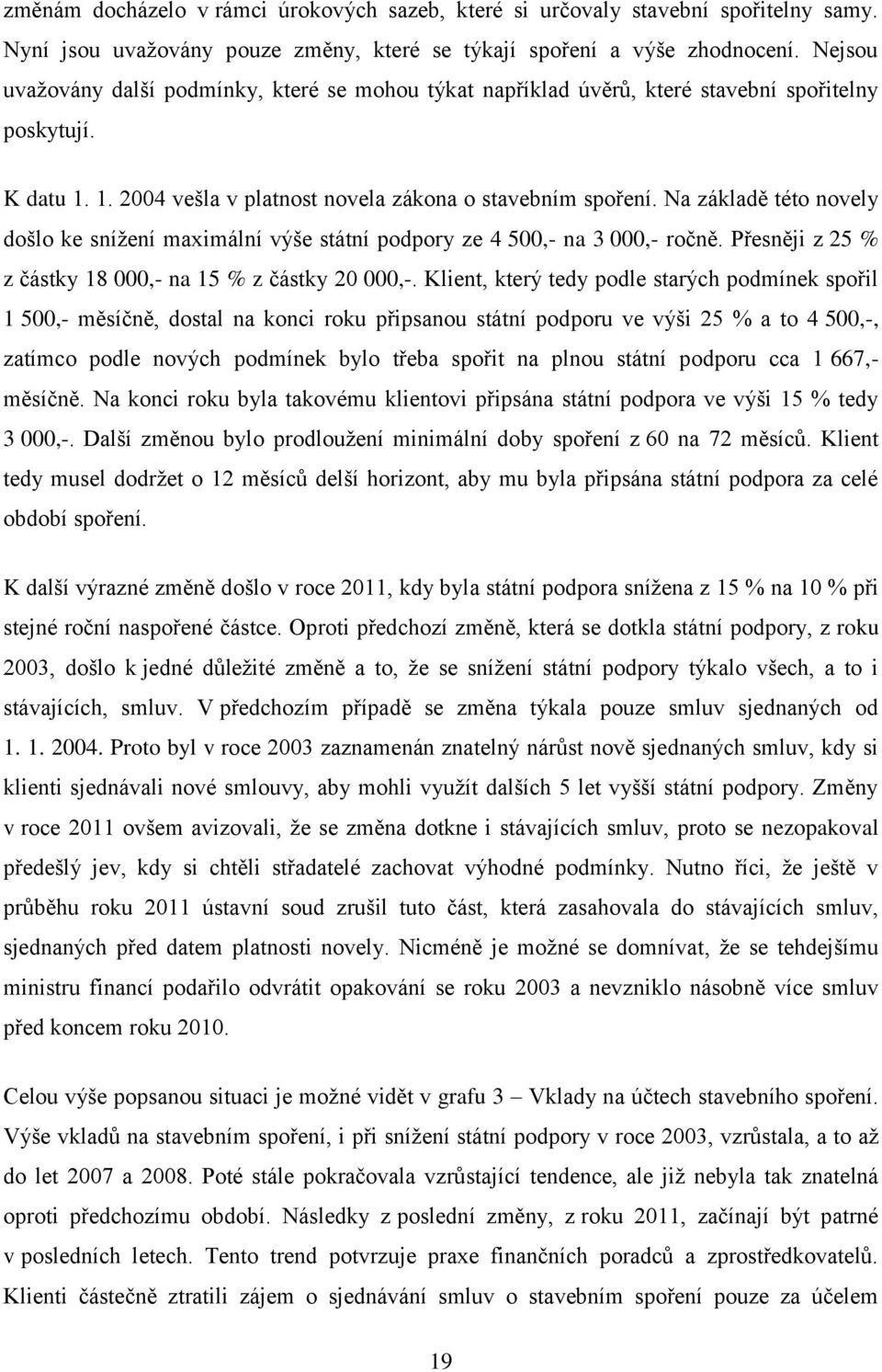 Na základě této novely došlo ke snížení maximální výše státní podpory ze 4 500,- na 3 000,- ročně. Přesněji z 25 % z částky 18 000,- na 15 % z částky 20 000,-.