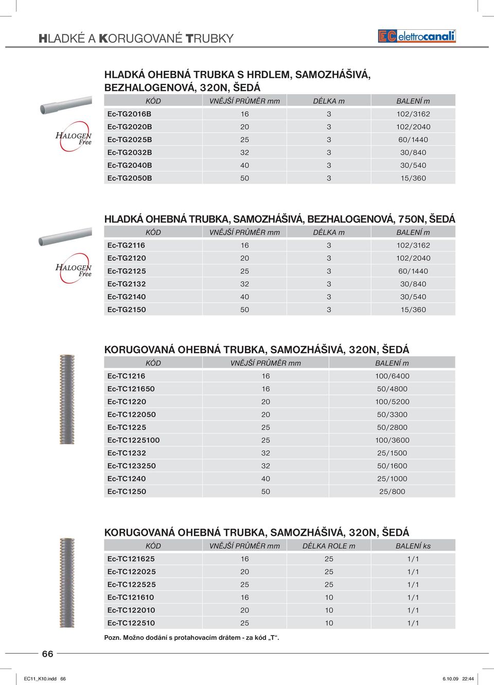 Ec-TG2150 50 3 15/360 KORUGOVANÁ OHEBNÁ TRUBKA, SAMOZHÁŠIVÁ, 320N, ŠEDÁ Ec-TC1216 16 100/6400 Ec-TC121650 16 50/4800 Ec-TC1220 20 100/5200 Ec-TC122050 20 50/3300 Ec-TC1225 25 50/2800 Ec-TC1225100 25