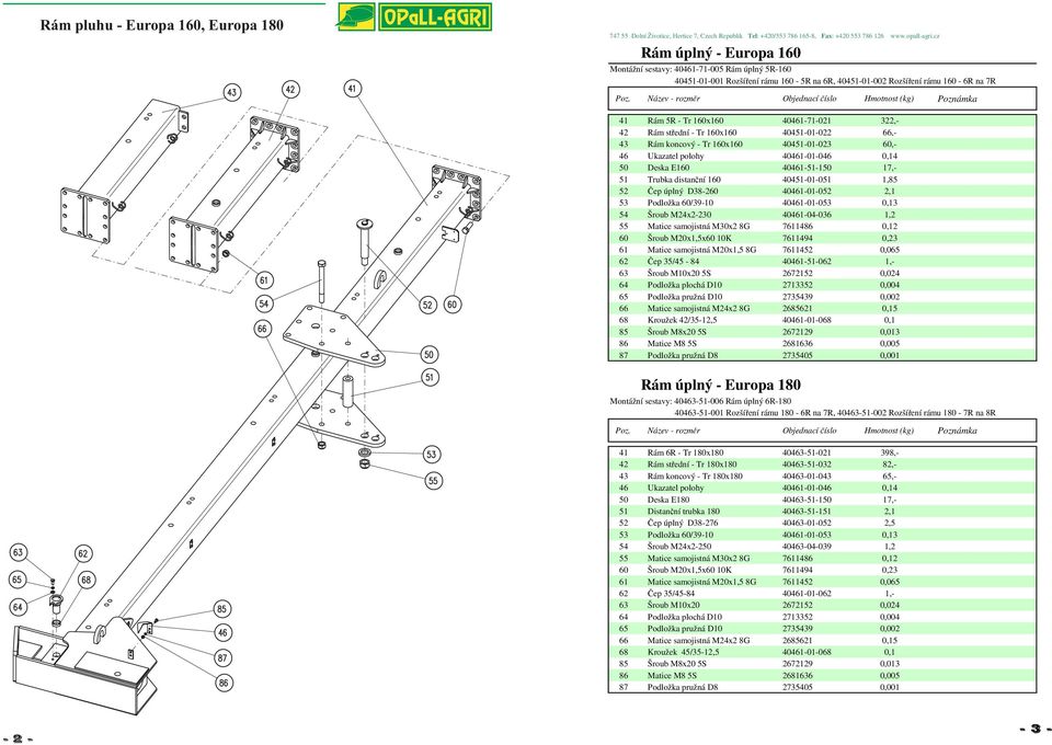 Trubka distanční 160 40451-01-051 1,85 52 Čep úplný D38-260 40461-01-052 2,1 53 Podložka 60/39-10 40461-01-053 0,13 54 Šroub M24x2-230 40461-04-036 1,2 55 Matice samojistná M30x2 8G 7611486 0,12 60