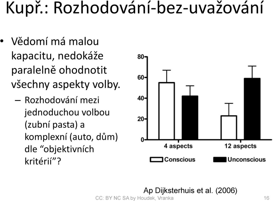 Rozhodování mezi jednoduchou volbou (zubní pasta) a komplexní (auto,