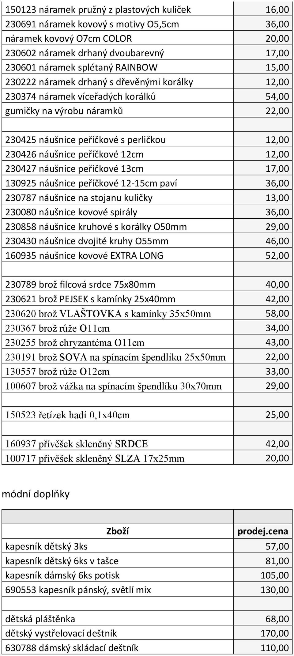 12cm 12,00 230427 náušnice peříčkové 13cm 17,00 130925 náušnice peříčkové 12-15cm paví 36,00 230787 náušnice na stojanu kuličky 13,00 230080 náušnice kovové spirály 36,00 230858 náušnice kruhové s