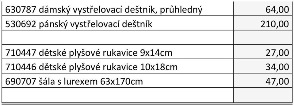 dětské plyšové rukavice 9x14cm 27,00 710446 dětské