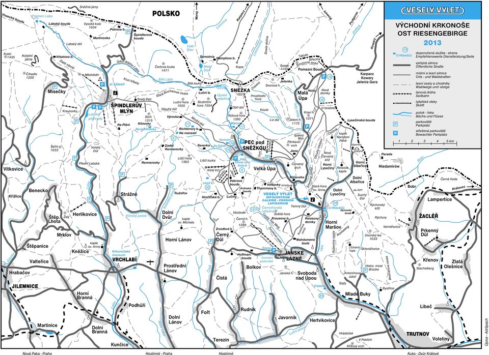 Lhota Martinice Zlaté návrší Labský důl Krausovky Žalý Mrklov Sněžné jámy Vysoké kolo 1504 Mědvědín Labe Martinovka Labská přehrada Volský Důl Přední Labská Herlíkovice Kněžice Horní Branná kaple sv.