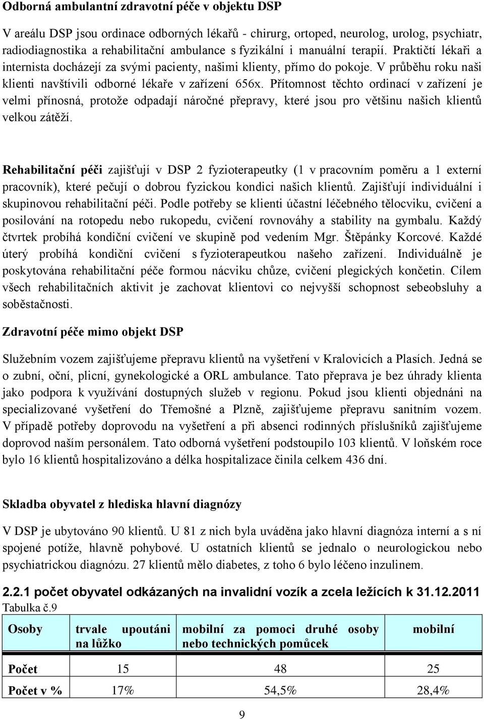 Přítomnost těchto ordinací v zařízení je velmi přínosná, protože odpadají náročné přepravy, které jsou pro většinu našich klientů velkou zátěží.