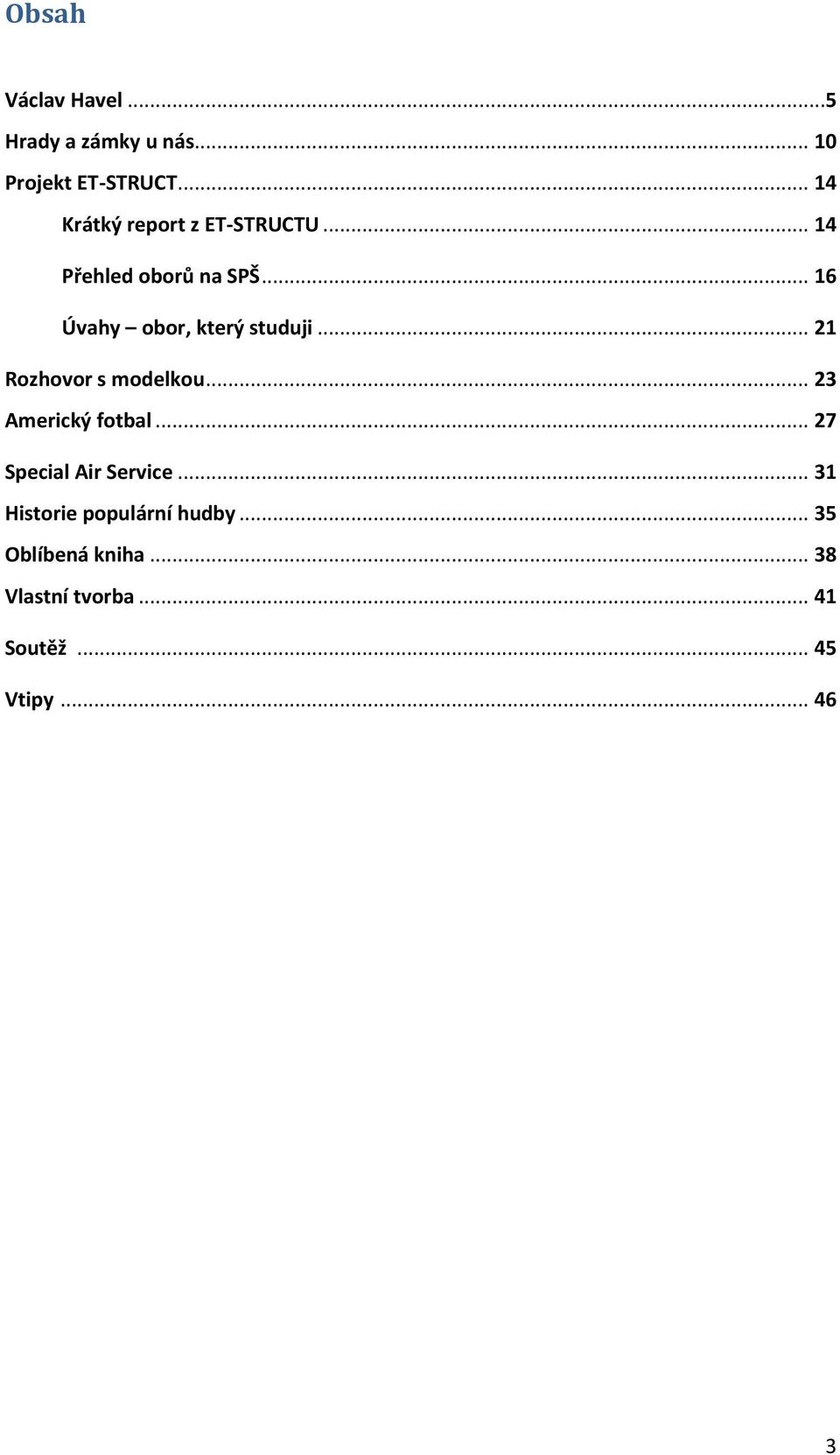 .. 16 Úvahy obor, který studuji... 21 Rozhovor s modelkou... 23 Americký fotbal.