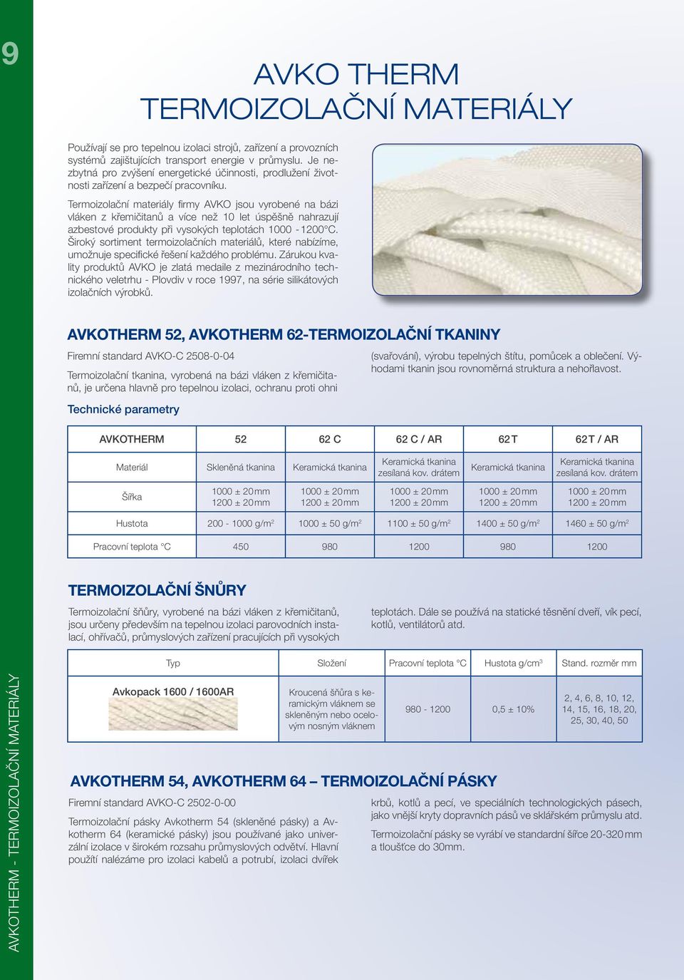 Termoizolační materiály firmy AVKO jsou vyrobené na bázi vláken z křemičitanů a více než 10 let úspěšně nahrazují azbestové produkty při vysokých teplotách 1000-1200 C.