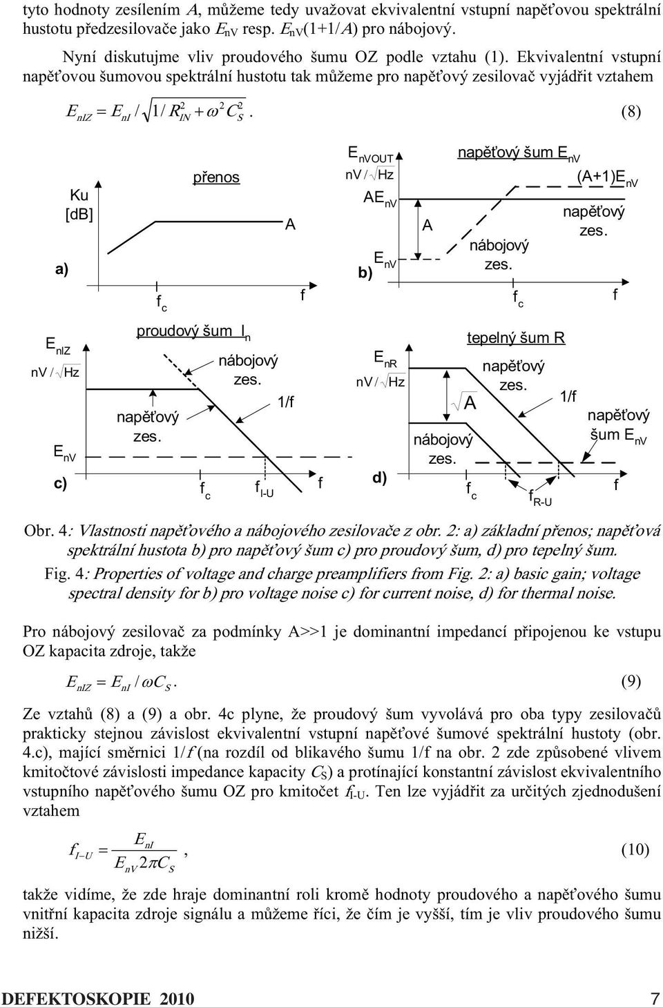 (8) 2 2 2 ni / 1/ RIN CS Ku [db] a) c penos nvout nv / Hz nv b) nv napový šum nv (+1) nv nábojový c napový niz nv / Hz nv c) proudový šum I n napový c nábojový 1/ I-U nr nv / Hz d) tepelný šum R