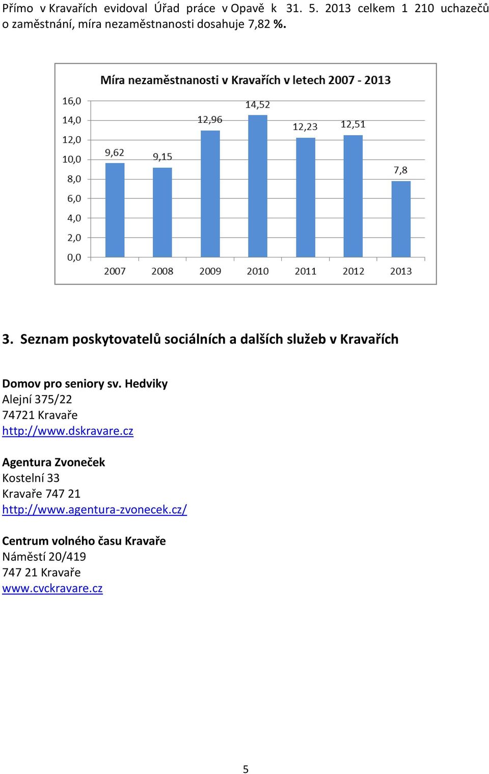 Seznam poskytovatelů sociálních a dalších služeb v Kravařích Domov pro seniory sv.