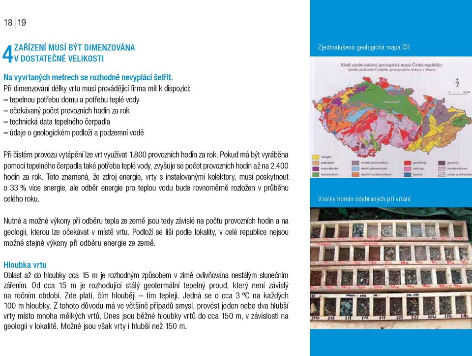 geologickém podloží a podzemní vodě Při čistém provozu vytápění lze vrt využívat 1.800 provozních hodin za rok.