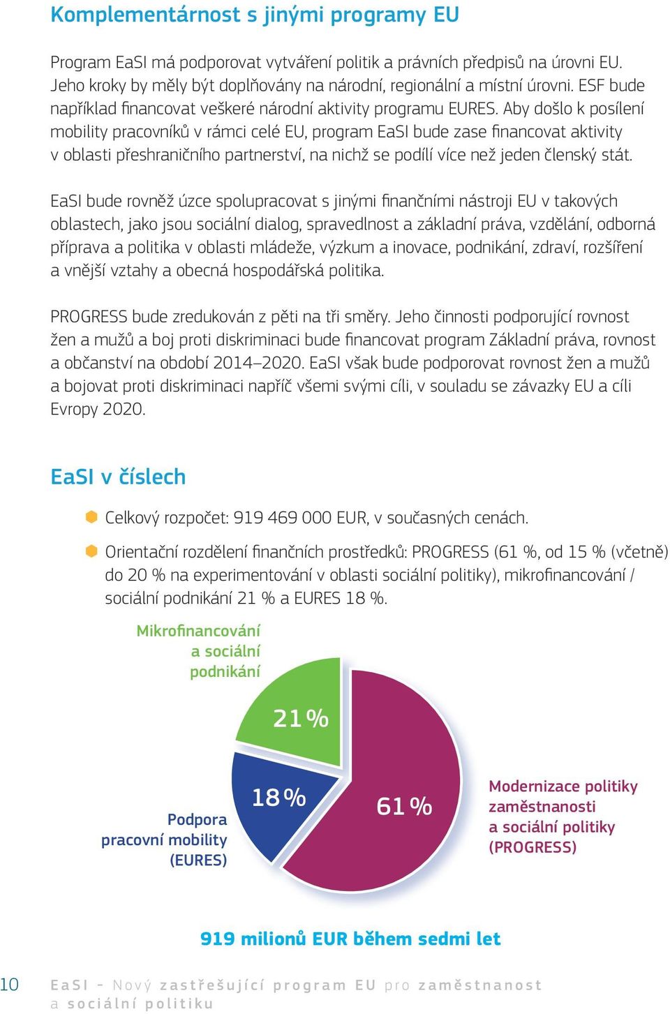 Aby došlo k posílení mobility pracovníků v rámci celé EU, program EaSI bude zase financovat aktivity v oblasti přeshraničního partnerství, na nichž se podílí více než jeden členský stát.