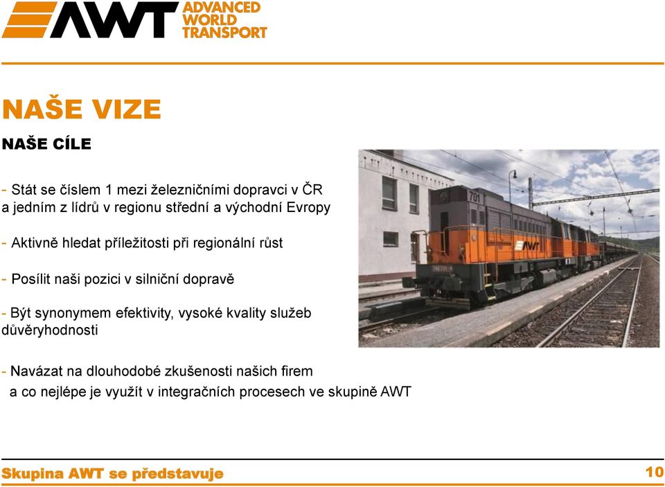 v silniční dopravě - Být synonymem efektivity, vysoké kvality sluţeb a důvěryhodnosti - Navázat na
