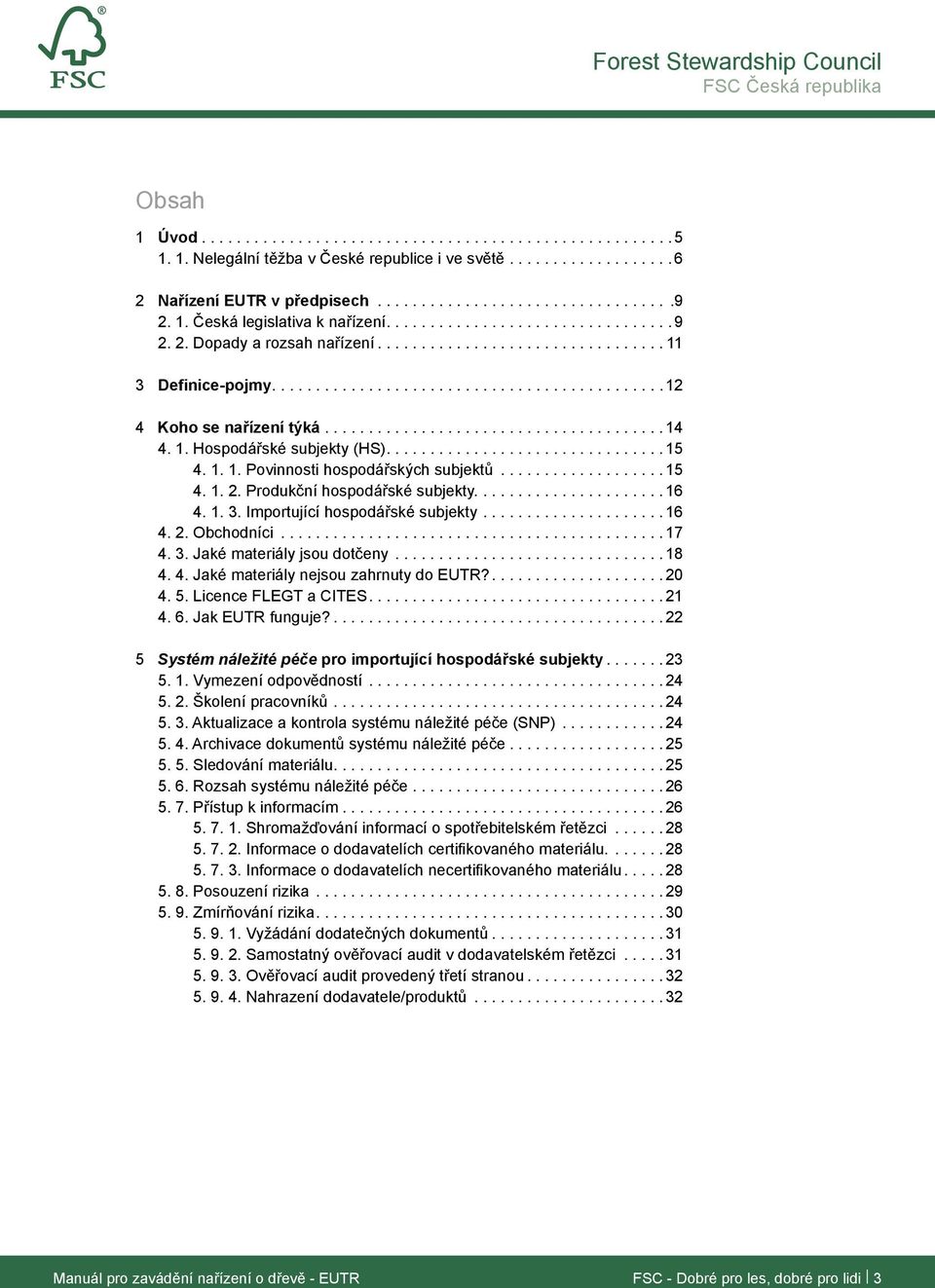 4. Jaké materiály nejsou zahrnuty do EUTR? 20 4. 5. Licence FLEGT a CITES 21 4. 6. Jak EUTR funguje? 22 5 Systém náležité péče pro importující hospodářské subjekty 23 5. 1. Vymezení odpovědností 24 5.