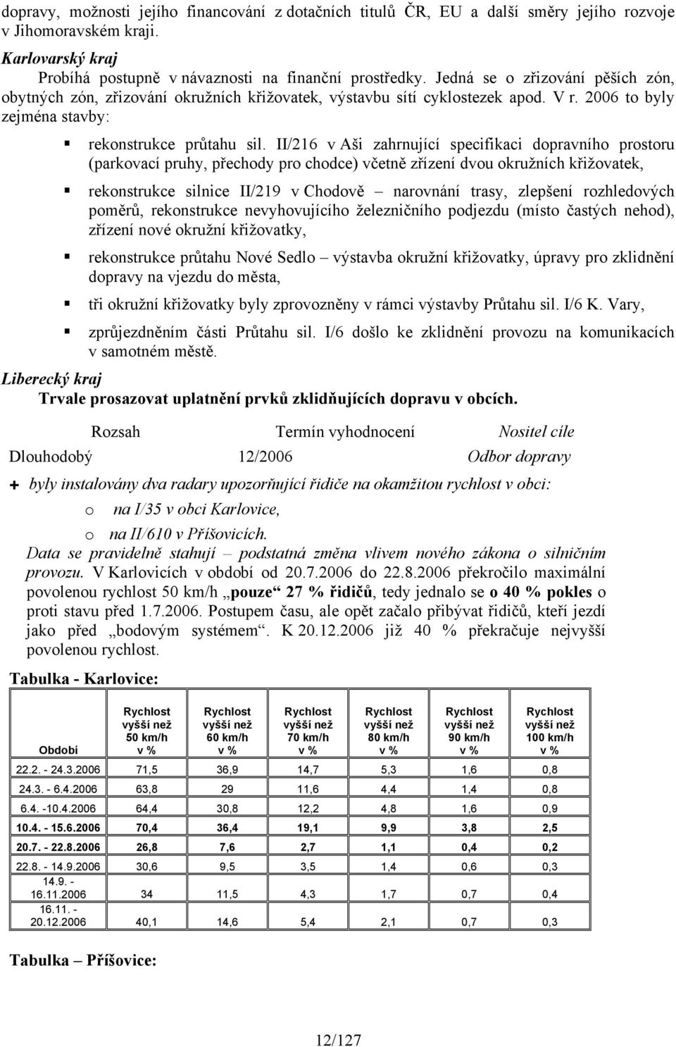 II/216 v Aši zahrnující specifikaci dopravního prostoru (parkovací pruhy, přechody pro chodce) včetně zřízení dvou okružních křižovatek, rekonstrukce silnice II/219 v Chodově narovnání trasy,