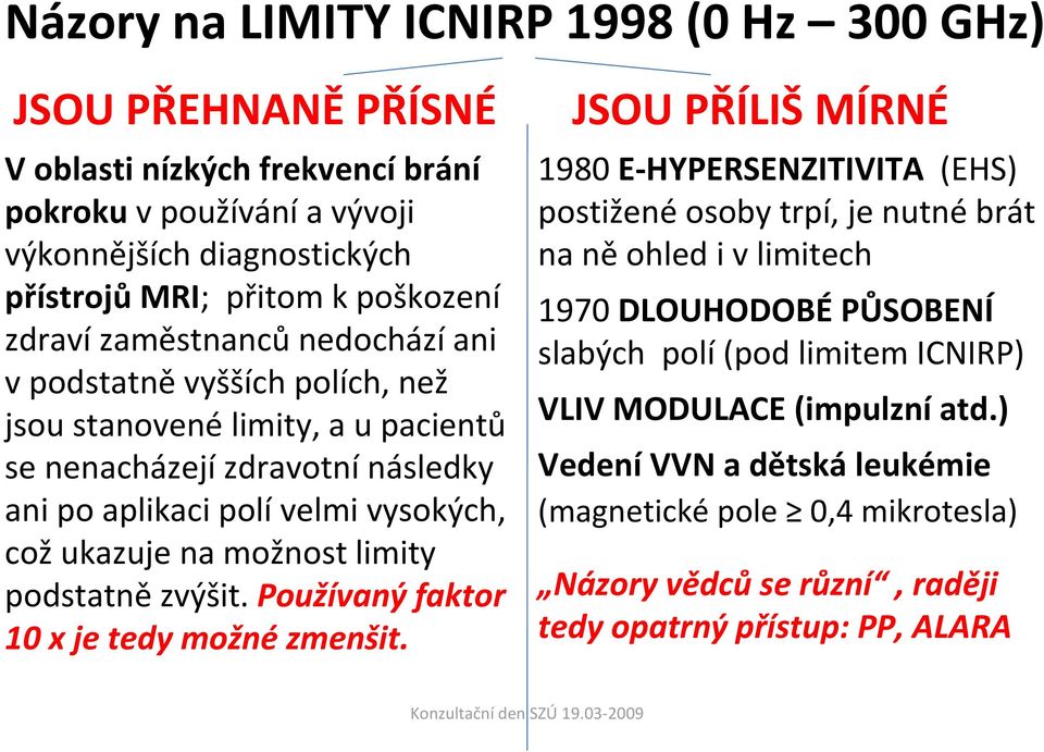 možnost limity podstatně zvýšit. Používaný faktor 10 x je tedy možné zmenšit.