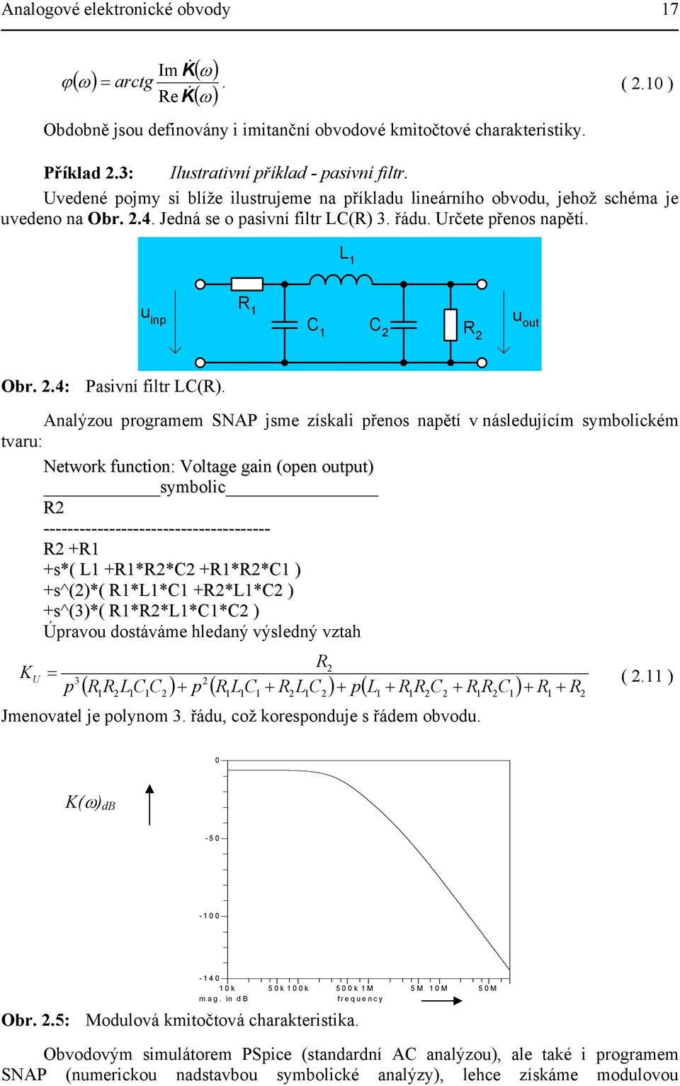 .4: Pasivní filtr LC(R).