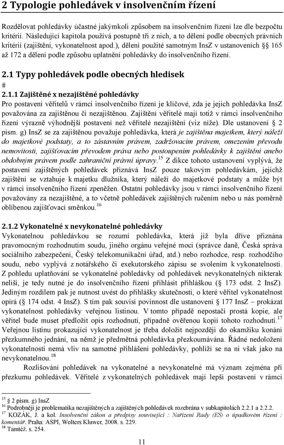 ), dělení použité samotným InsZ v ustanoveních 16