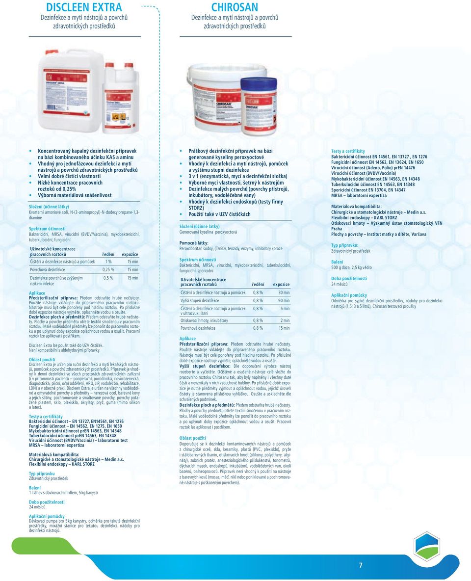 0,25% Výborná materiálová snášenlivost Kvarterní amoniové soli, N-(3-aminopropyl)-N-dodecylpropane-1,3- diamine Baktericidní, MRSA, virucidní (BVDV/Vaccinia), mykobaktericidní, tuberkulocidní,