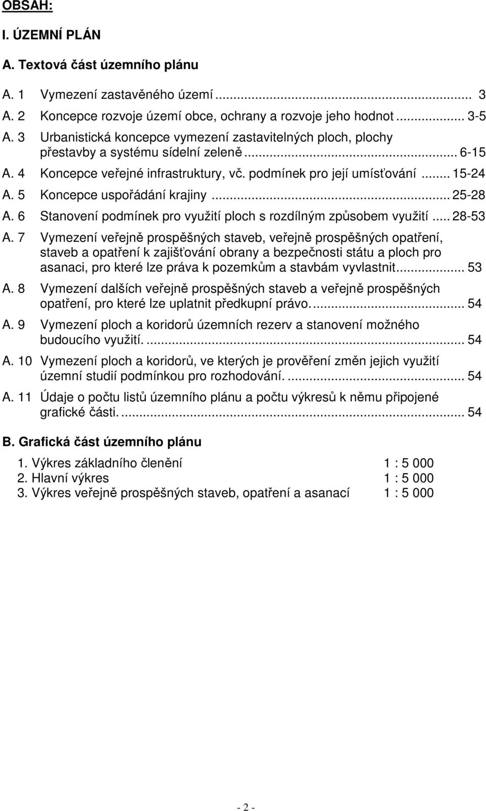 5 Koncepce uspořádání krajiny... 25-28 A. 6 Stanovení podmínek pro využití ploch s rozdílným způsobem využití... 28-53 A.