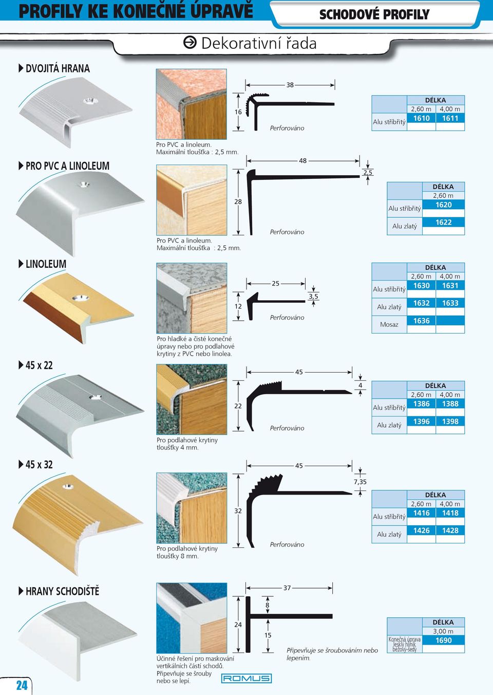 4 22 4 1386 1388 1396 1398 Pro podlahové krytiny tloušťky 4 mm. 4 x 32 4 7,3 32 1416 1418 1426 1428 Pro podlahové krytiny tloušťky 8 mm.