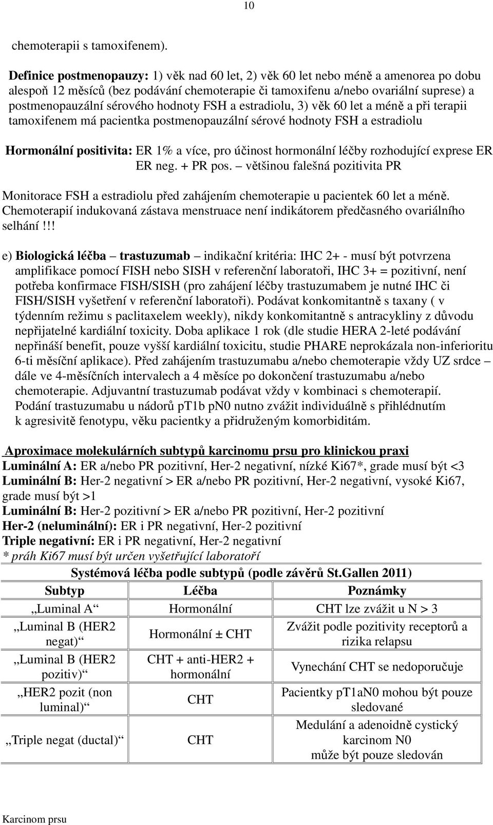 hodnoty FSH a estradiolu, 3) věk 60 let a méně a při terapii tamoxifenem má pacientka postmenopauzální sérové hodnoty FSH a estradiolu Hormonální positivita: ER 1% a více, pro účinost hormonální