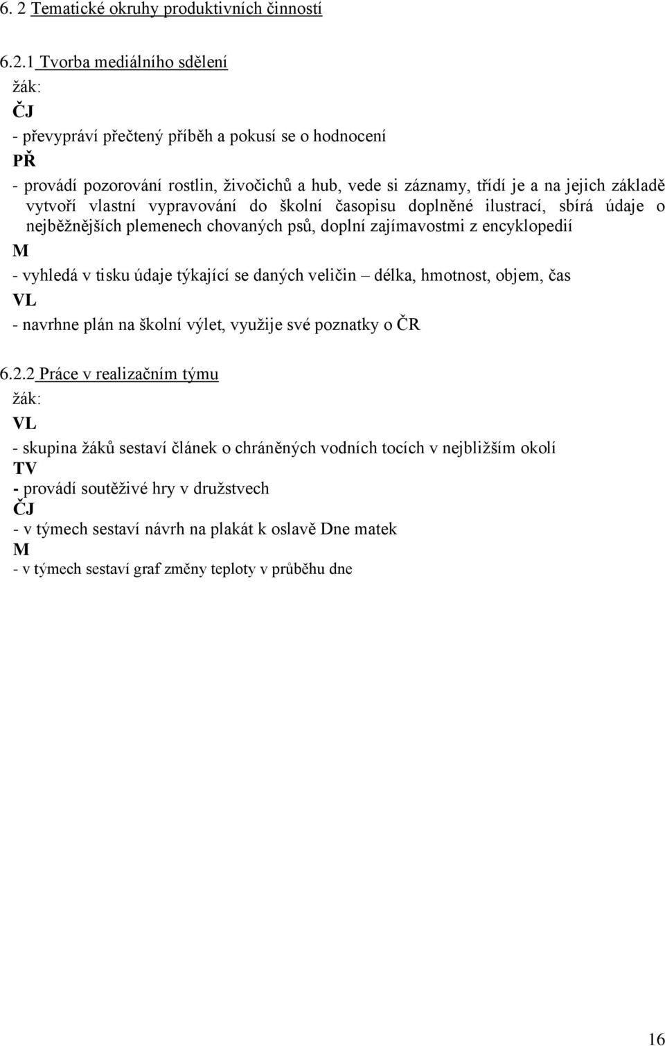 vyhledá v tisku údaje týkající se daných veličin délka, hmotnost, objem, čas VL - navrhne plán na školní výlet, vyuţije své poznatky o ČR 6.2.