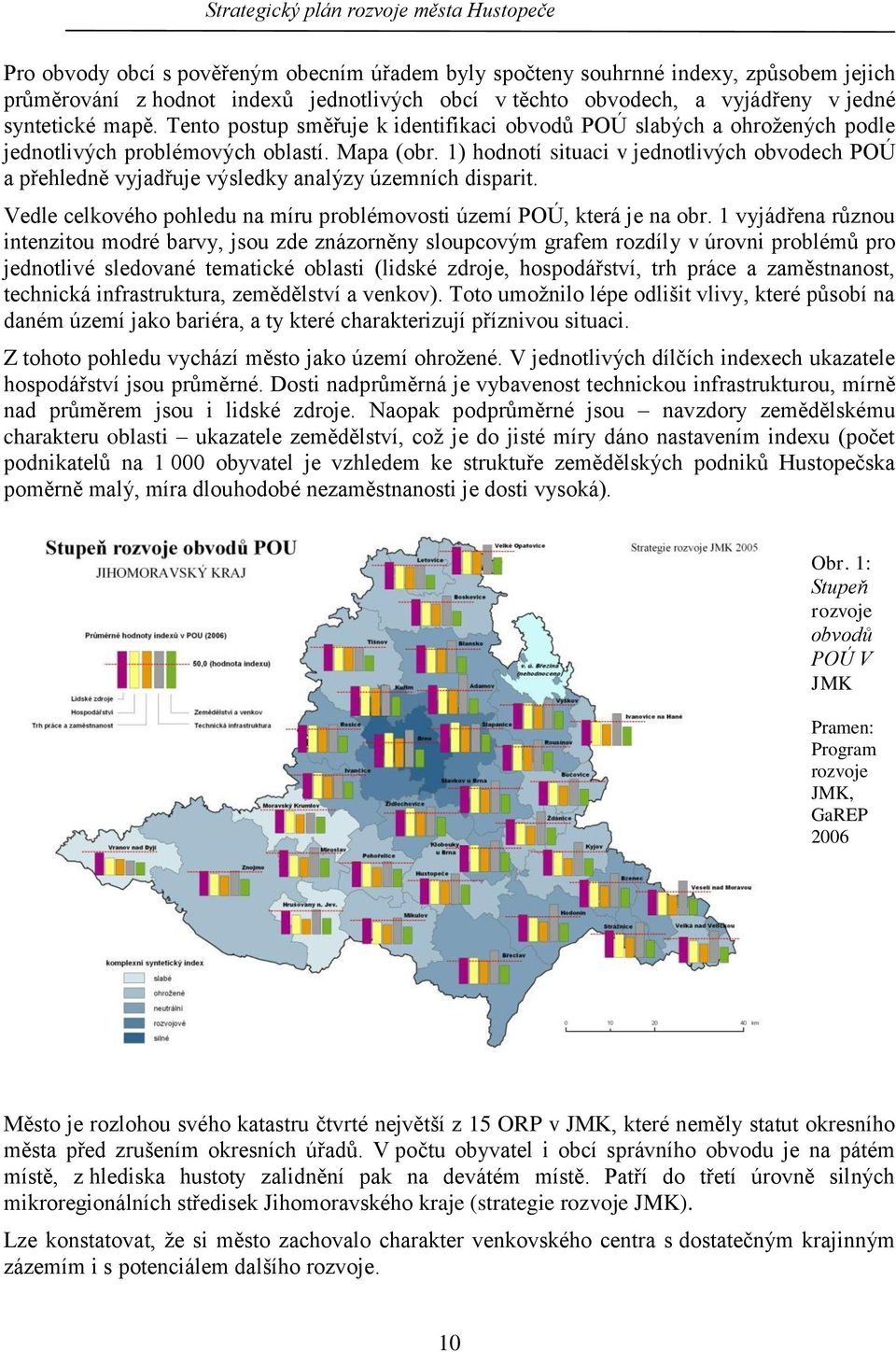 1) hodnotí situaci v jednotlivých obvodech POÚ a přehledně vyjadřuje výsledky analýzy územních disparit. Vedle celkového pohledu na míru problémovosti území POÚ, která je na obr.