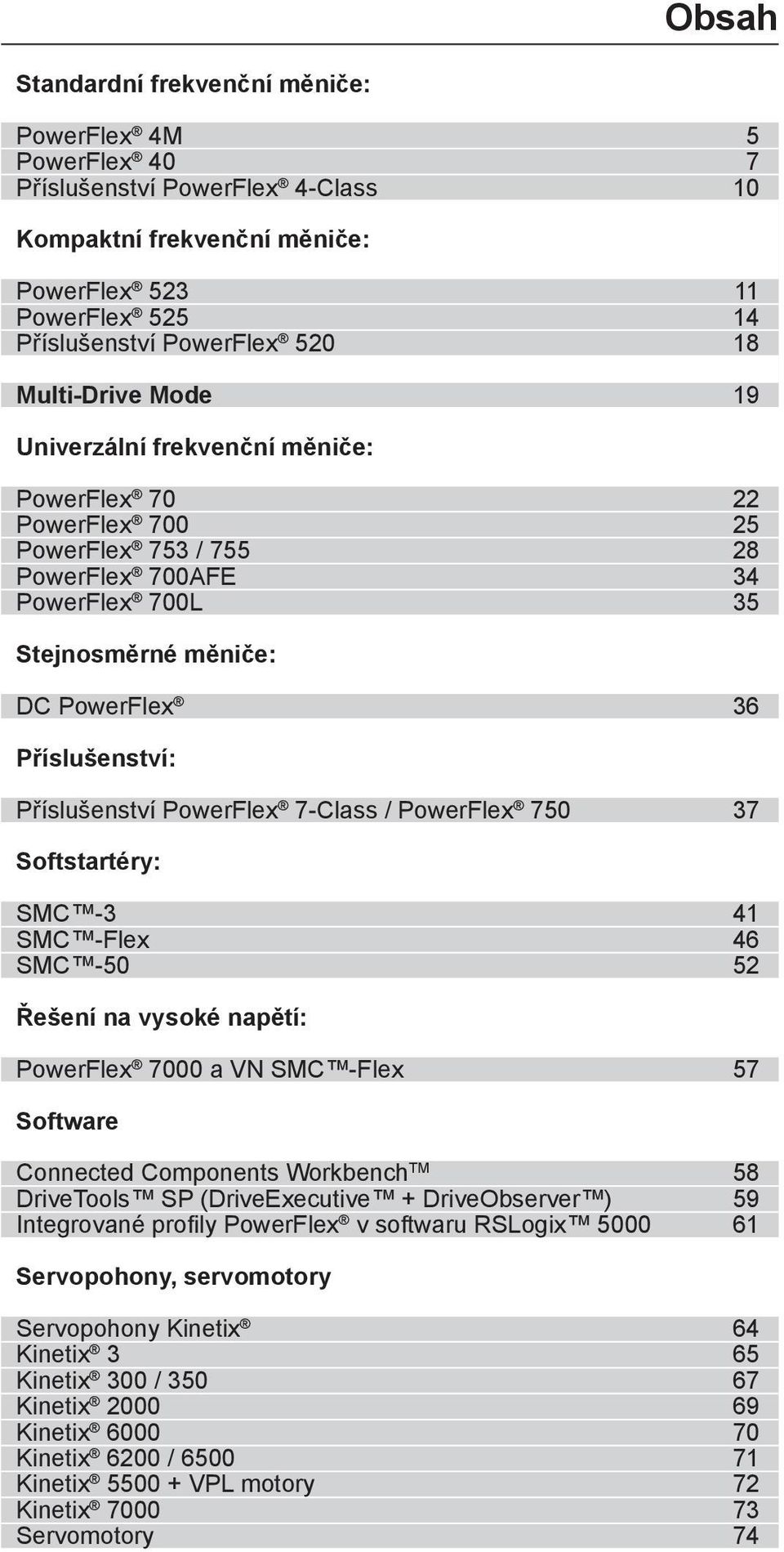 Příslušenství PowerFlex 7-Class / PowerFlex 750 37 Softstartéry: SMC -3 41 SMC -Flex 46 SMC -50 52 Řešení na vysoké napětí: PowerFlex 7000 a VN SMC -Flex 57 Software Connected Components Workbench TM