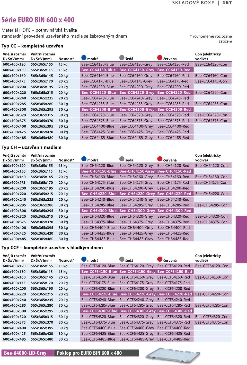 565x365x115 15 kg Bee-CC64150-Blue Bee-CC64150-Grey Bee-CC64150-Red 600x400x160 565x365x145 20 kg Bee-CC64160-Blue Bee-CC64160-Grey Bee-CC64160-Red Bee-CC64160-Con 600x400x175 565x365x170 20 kg