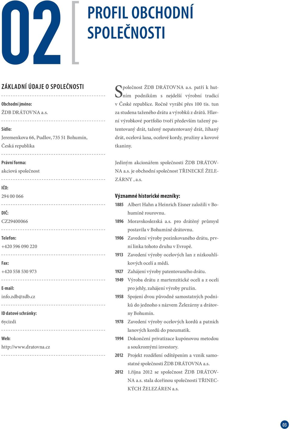 Hlavní výrobkové portfolio tvoří především tažený patentovaný drát, tažený nepatentovaný drát, žíhaný drát, ocelová lana, ocelové kordy, pružiny a kovové tkaniny.