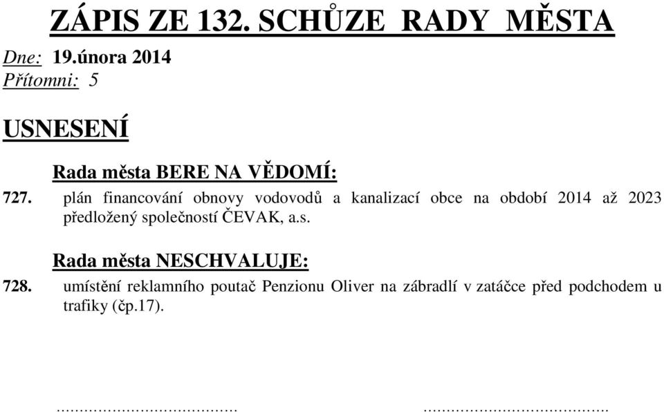 plán financování obnovy vodovodů a kanalizací obce na období 2014 až 2023