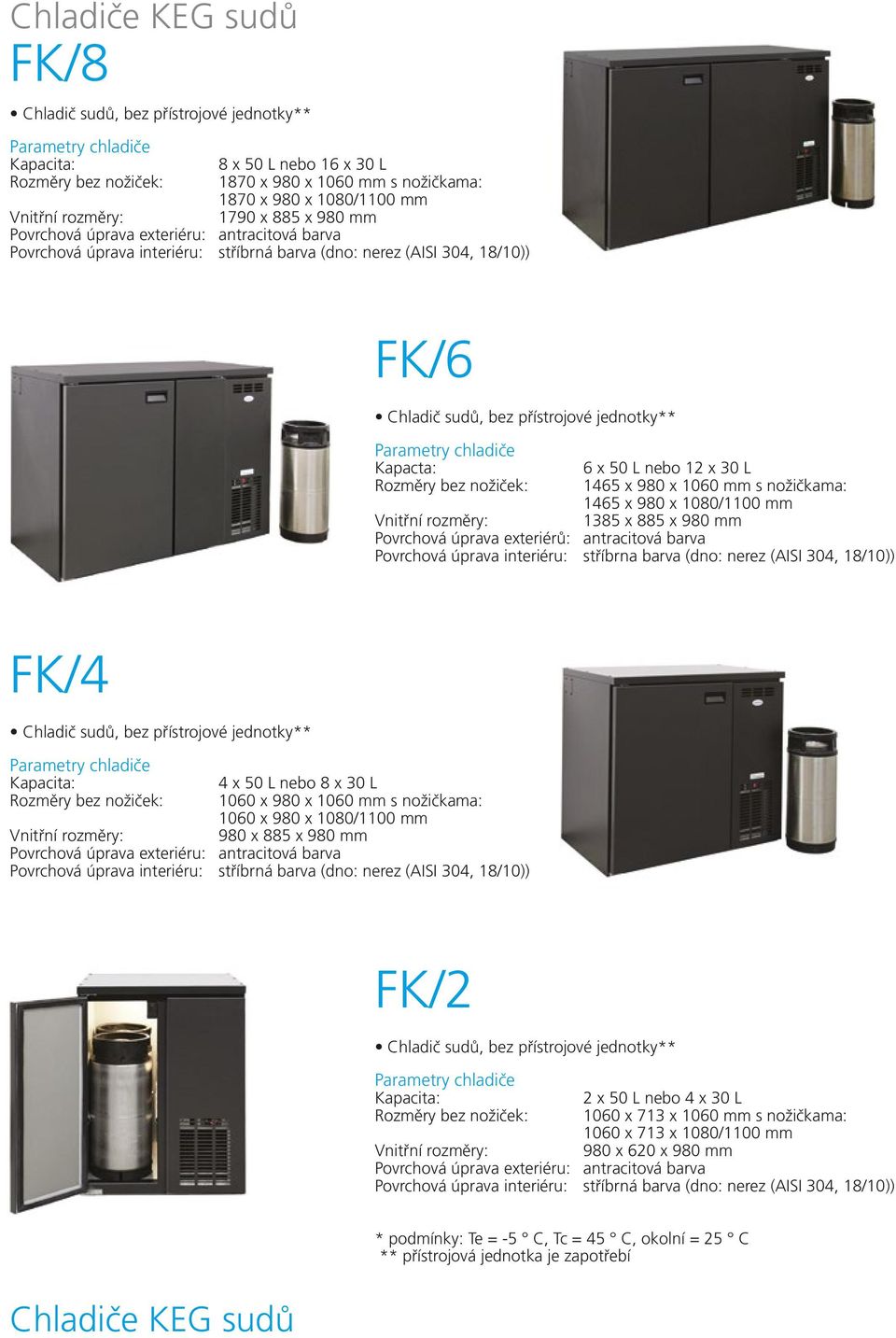jednotky** Parametry chladiče Kapacta: 6 x 50 L nebo 12 x 30 L Rozměry bez nožiček: 1465 x 980 x 1060 mm s nožičkama: 1465 x 980 x 1080/1100 mm Vnitřní rozměry: 1385 x 885 x 980 mm Povrchová úprava