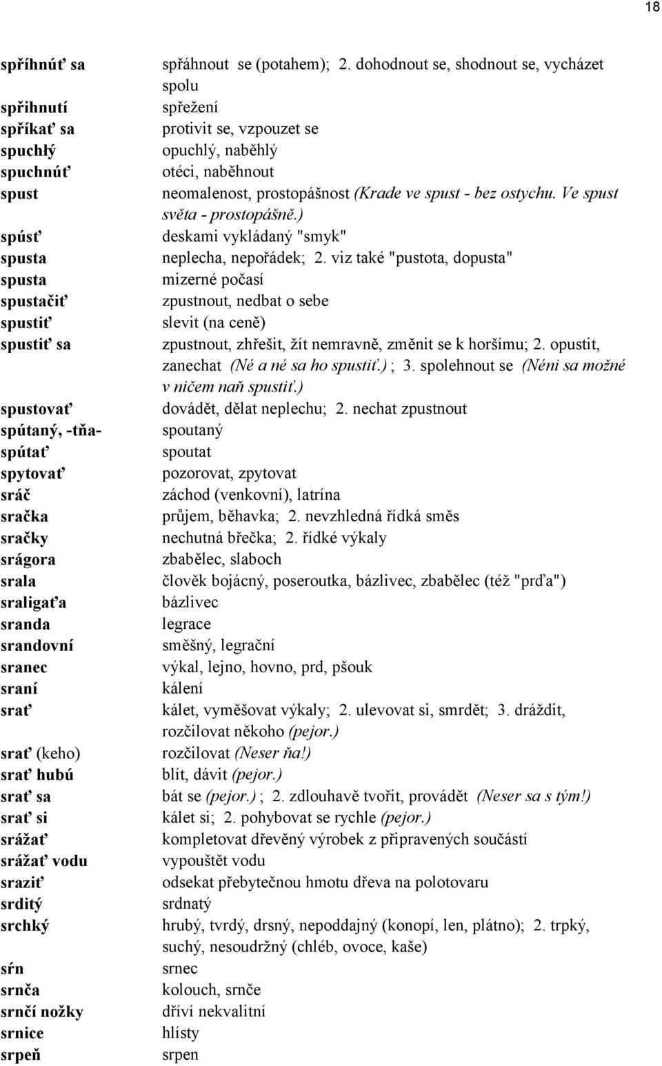 dohodnout se, shodnout se, vych zet spolu spřeûenì protivit se, vzpouzet se opuchl, naběhl otèci, naběhnout neomalenost, prostop önost (Krade ve spust - bez ostychu. Ve spust světa - prostop öně.