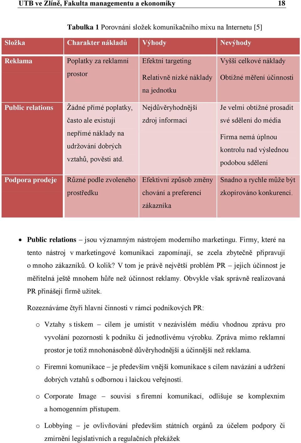 informací své sdělení do média nepřímé náklady na udrţování dobrých vztahů, pověsti atd.