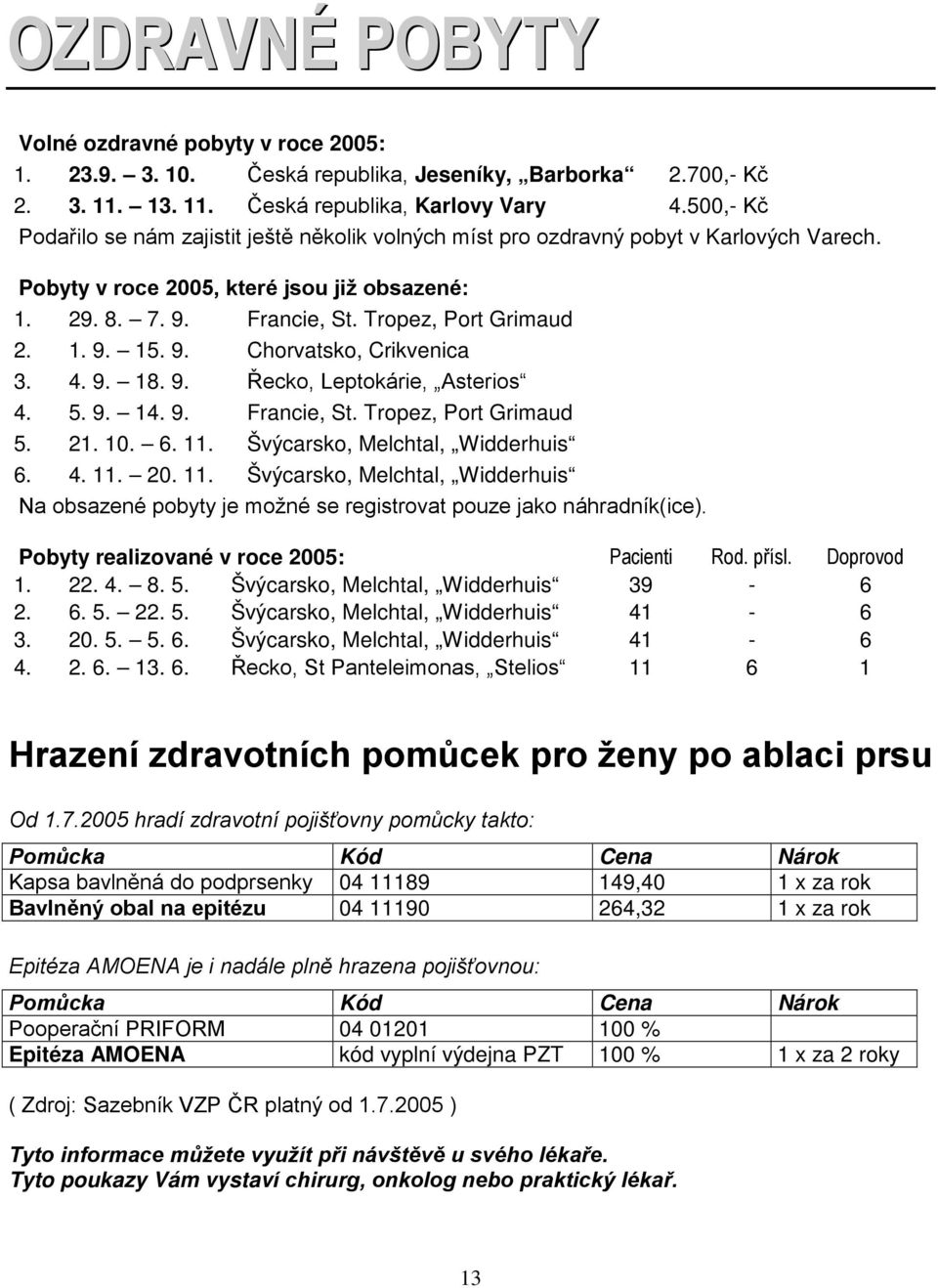 9. Chorvatsko, Crikvenica 3. 4. 9. 18. 9. Řecko, Leptokárie, Asterios 4. 5. 9. 14. 9. Francie, St. Tropez, Port Grimaud 5. 21. 10. 6. 11.