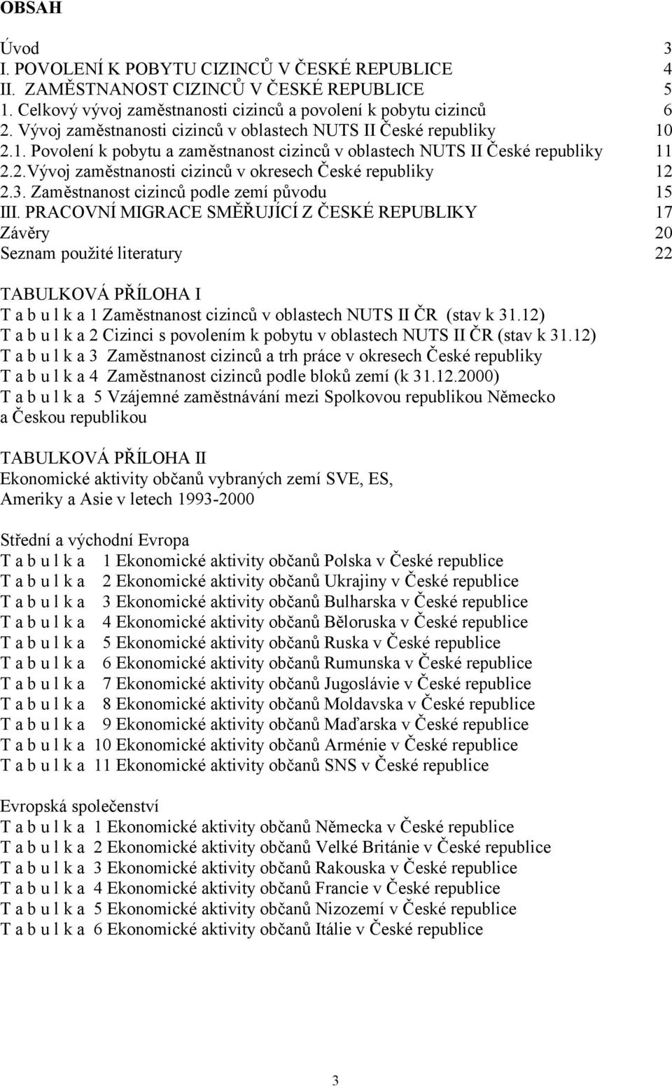 3. Zaměstnanost cizinců podle zemí původu 15 III.