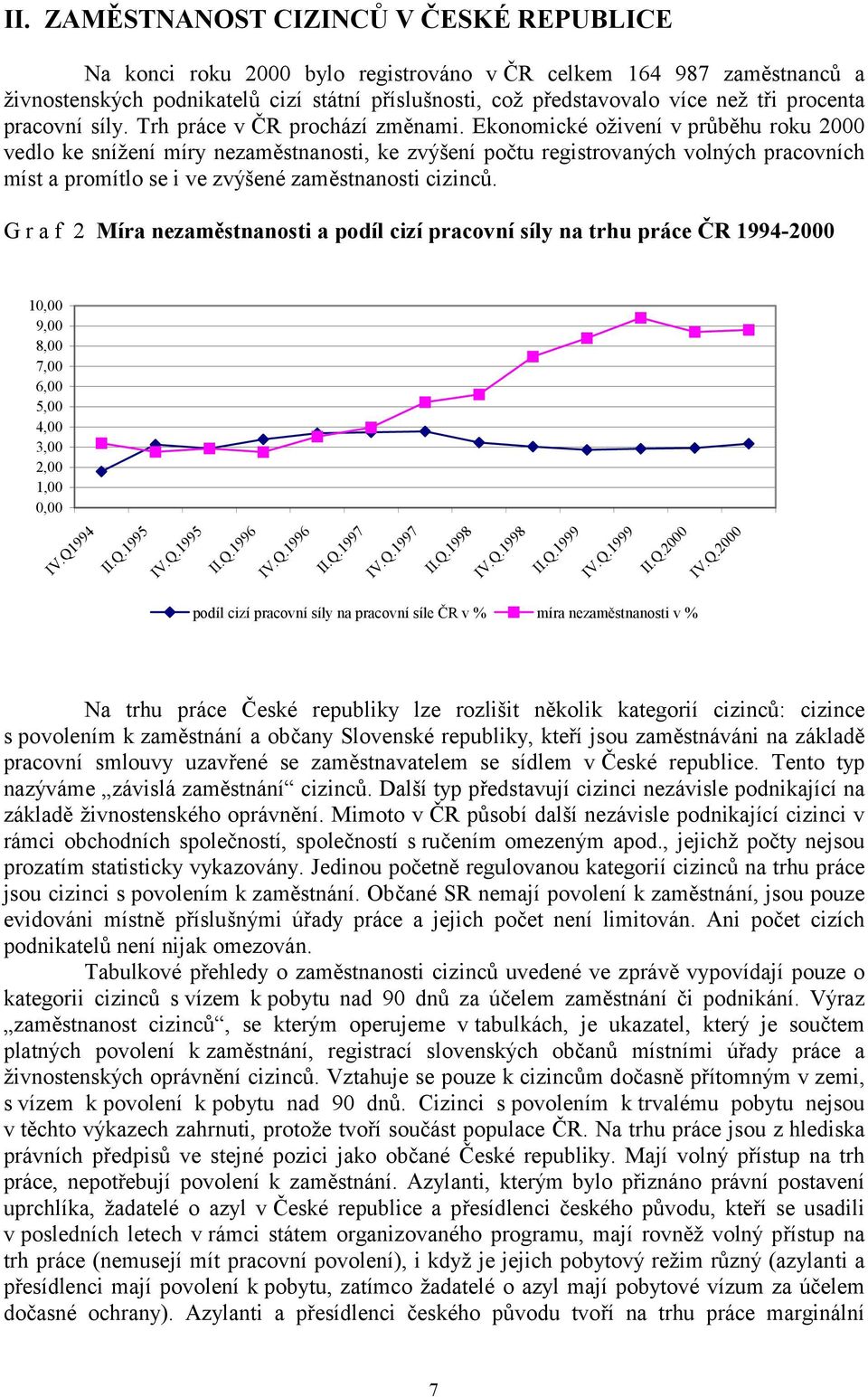 Ekonomické oživení v průběhu u 2000 vedlo ke snížení míry nezaměstnanosti, ke zvýšení počtu registrovaných volných pracovních míst a promítlo se i ve zvýšené zaměstnanosti cizinců.