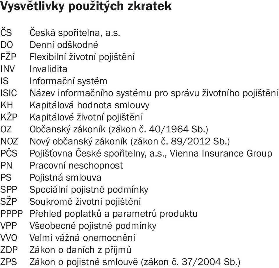 89/2012 Sb.) PČS Pojišťovna Česk