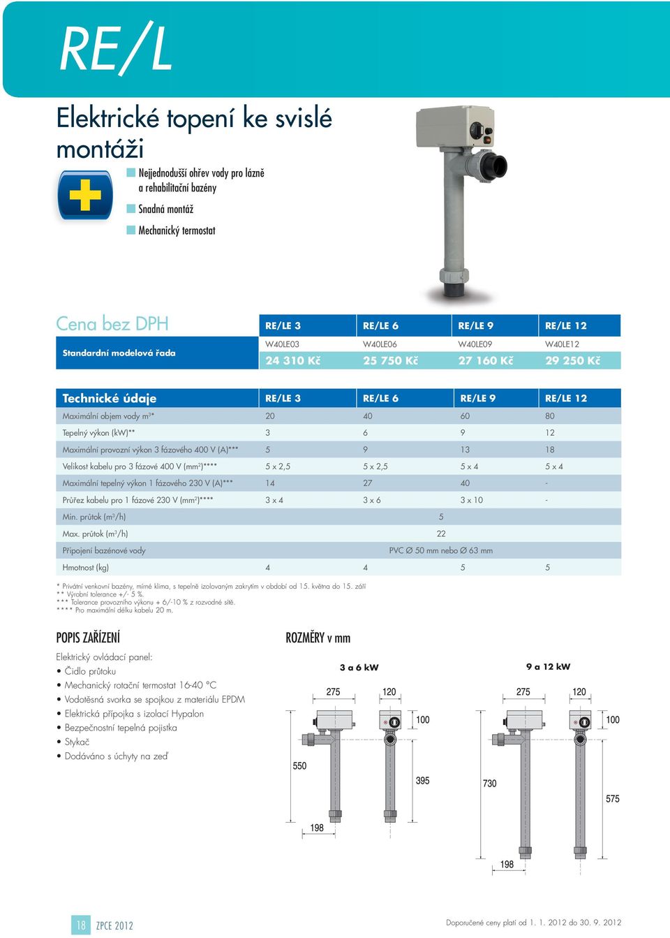 Maximální provozní výkon 3 fázového 400 V (A)*** 5 9 13 18 Velikost kabelu pro 3 fázové 400 V (mm 2 )**** 5 x 2,5 5 x 2,5 5 x 4 5 x 4 Maximální tepelný výkon 1 fázového 230 V (A)*** 14 27 40 - Průřez