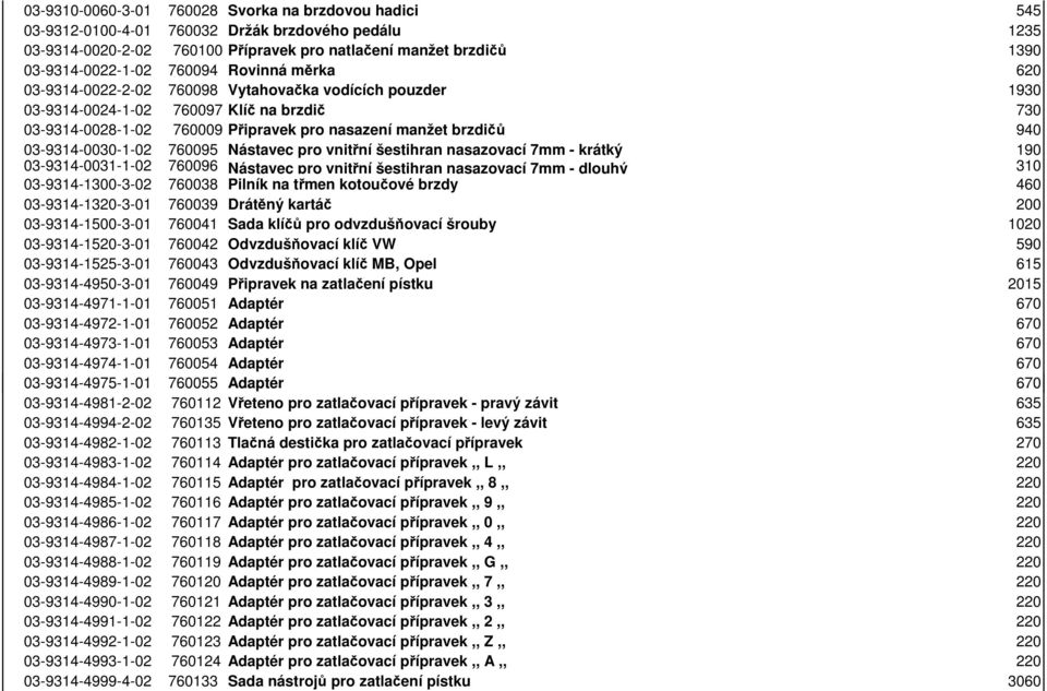 03-9314-0030-1-02 760095 Nástavec pro vnitřní šestihran nasazovací 7mm - krátký 190 03-9314-0031-1-02 760096 Nástavec pro vnitřní šestihran nasazovací 7mm - dlouhý 310 03-9314-1300-3-02 760038 Pilník